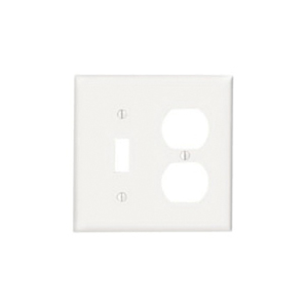 Leviton Toggle Switch/Duplex Plate, 2 Gang, White 88005